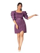 FOR YU Women's Midi Bodycon Dress One Piece Dress for Women | Mauve Mini Dress with Cowl Sleeve