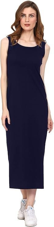 ROARERS Women Maxi Length Sleeveless Cotton Black Dress