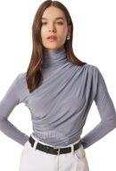 SIGHTBOMB Gathered Ruched FRONTFLOW Ultra Soft Microfiber SOFTLINE Cuddle TEE Fullsleeve TOP for Women