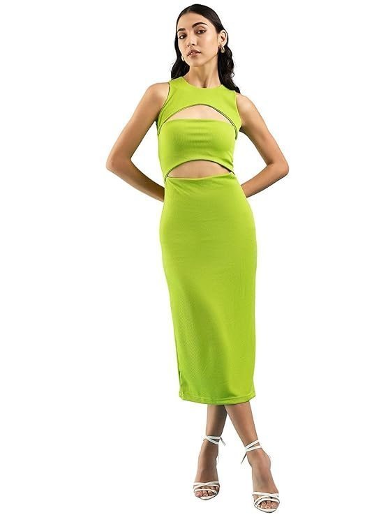 Uptownie Lite Women's Stretchable Ribbed Bandage Midi Dress