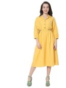 VERO MODA Yellow Waist Cut-Out A-Line Dress
