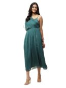 Aarke Ritu Kumar Green Solid Drape Style Long Dress