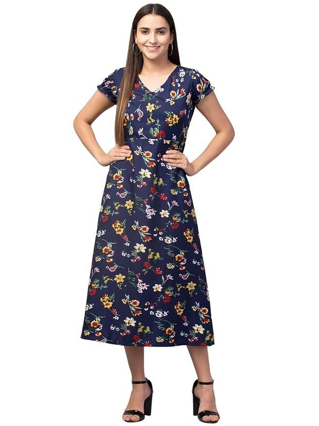 My Swag Women's Crepe Maxi Ankle Length Casual Dress