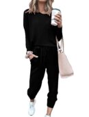 Bofell Lounge Sets for Women 2 Piece Fall Outfits 2023 Fashion Trending Now Sweatsuits Tracksuits with Pockets Loose Fit