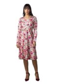 Salt attire Meghan Full Sleeve V-Neck Multicolor Floral Draped A-Line Dress