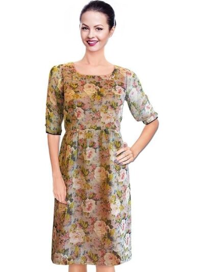 BEFORE|AFTER BeforeAfter Floral Print Multi Colour A-line Chiffon Dress for Women.