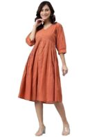 Janasya Women's Fit and Flare Knee Length Dress