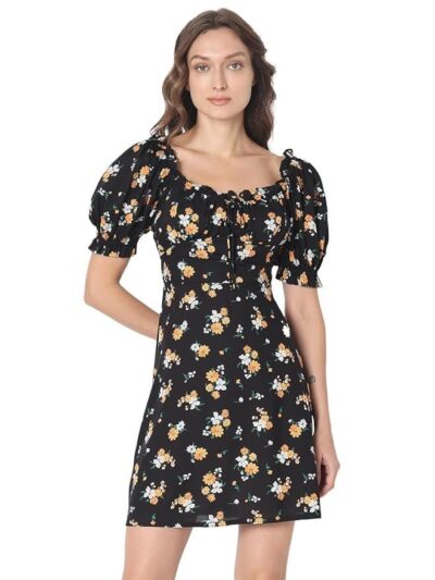 VERO MODA Women's Rayon Fit and Flare Mini Dress